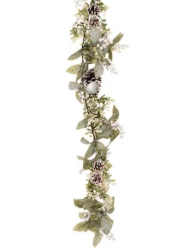 Γιρλάντα με Κουκουνάρι και Λευκά Berries 150cm Iliadis 86201